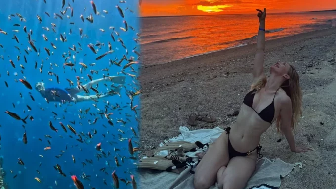 Yasemin Kay Allen’ın Nefes Kesen Tatili: Okyanusta Balina ve Köpek Balıklarıyla Yüzdü!